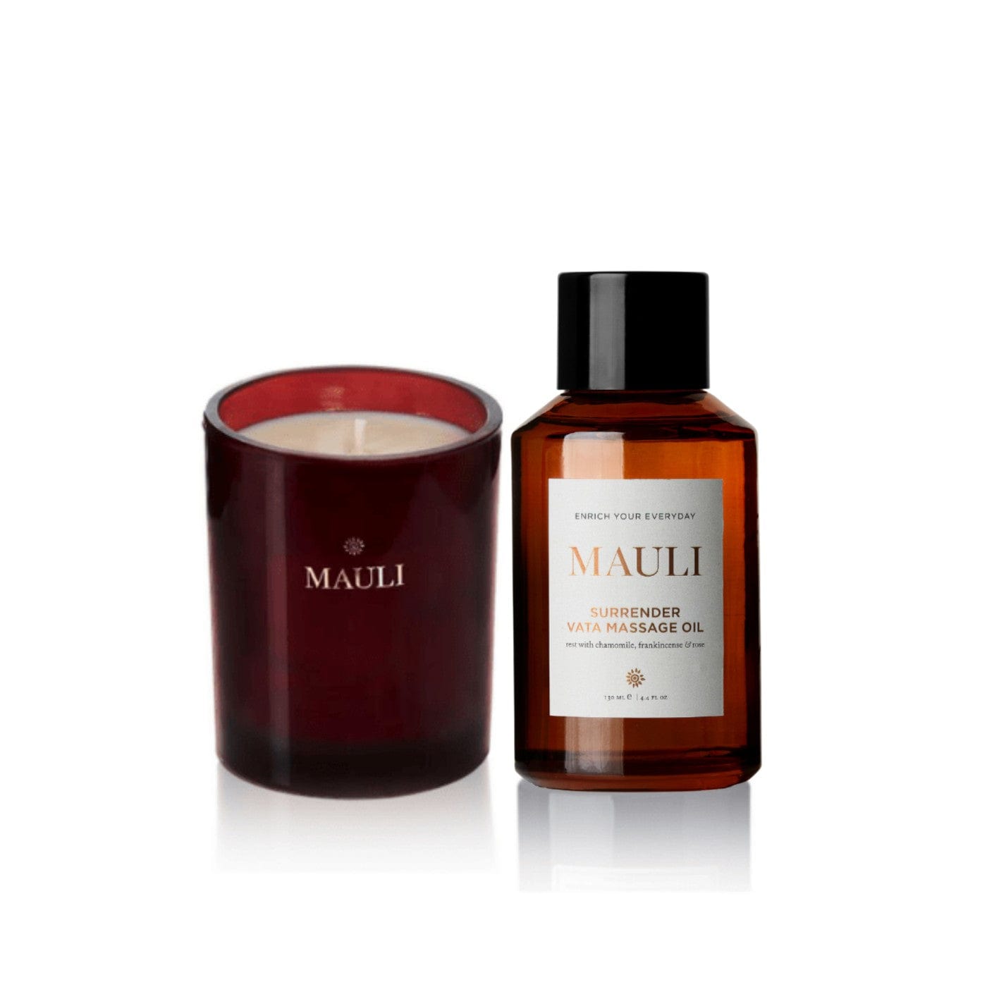 Mauli Rituals Bath & Body Sundaram & Silence Candle/ Vata Body Oil At Home Yoga Set